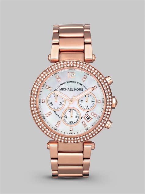 rose gold and silver michael kors watch|michael kors parker chronograph watch.